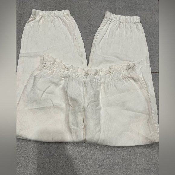 [S]Zara White Linen Blend Drawstring Jogger Pants Slouchy relaxed Gauze - Picture 7 of 8